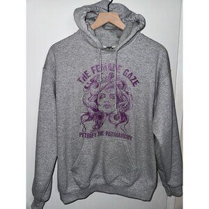 The Female Gaze Hoodie Women Size Medium Light Heather Gray Pullover Sweatshirt